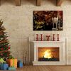 Framed Canvas Wall Art Decor Painting For New Year, Golden Happy New Year Bless Champagne Gift Painting For New Year Gift, Decoration For Chrismas Eve