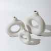 1pc; White Ceramic Vase White Vases For Decor; Modern Home Decor Vase; Boho Vases For Decor; Circle Vase; Round Vase; Donut Vase; Decorative Vase