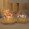 1pc Tulips Gifts For Women Flower Gifts For Her Gifts For Women Birthday Xmas Gift For Mom; Artificial Decor In Glass Dome With Led Light Night Light;