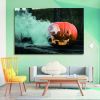 Drop-Shipping Framed Canvas Wall Art Decor Painting For Halloween, Skeleton with Jack-o-lanterns Painting For Halloween Gift, Decoration For Halloween