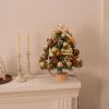 Tabletop Christmas Tree Small Mini Christmas Tree for Table Top;  Artificial Snow Flocked with Xmas Ornaments;  Gold Christmas Decorations for Home Of