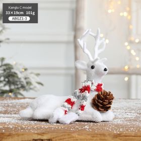 Christmas Snowman Sled Elk Squirrel Polar Bear Decorations Desktop Ornaments (Option: Elk C 101G)