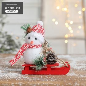 Christmas Snowman Sled Elk Squirrel Polar Bear Decorations Desktop Ornaments (Option: Sled Snowman Style 54g)