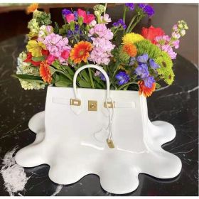 High-end Bag Resin Vase Flower Arrangement Sculpture (Option: Love Bag White-Large Size)